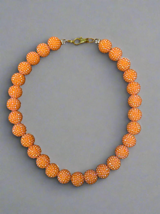Orange Rhinestone Necklace